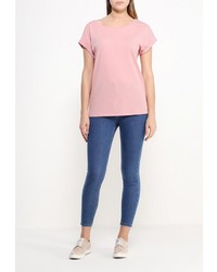 Женская розовая футболка с круглым вырезом от Sisley