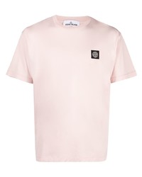 Мужская розовая футболка с круглым вырезом от Stone Island