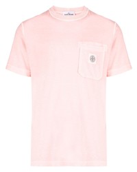 Мужская розовая футболка с круглым вырезом от Stone Island