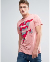 Мужская розовая футболка с принтом от G Star