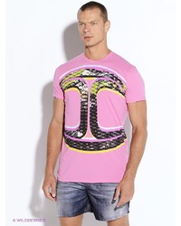 Мужская розовая футболка с принтом от Just Cavalli