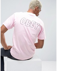 Мужская розовая футболка с принтом от Obey