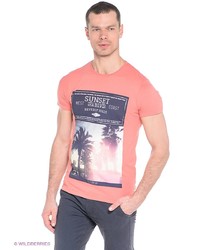 Мужская розовая футболка с принтом от Oodji