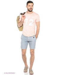 Мужская розовая футболка с принтом от Oodji