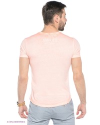 Мужская розовая футболка с принтом от Oodji