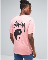 Мужская розовая футболка с принтом от Stussy