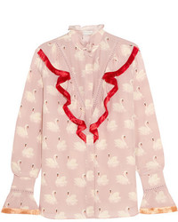 Розовая шелковая блузка c бахромой от Stella McCartney