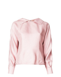 Розовая шелковая блузка с длинным рукавом от Marni