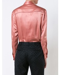 Розовая шелковая блузка с длинным рукавом от T by Alexander Wang