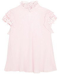 Розовая шелковая блузка с рюшами от Giambattista Valli