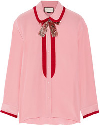 Розовая шелковая блузка от Gucci