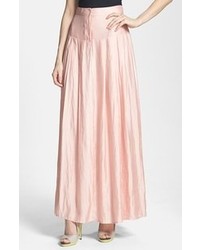 Розовая шелковая длинная юбка