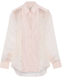 Розовая шелковая классическая рубашка
