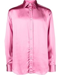 Мужская розовая шелковая рубашка с длинным рукавом от Tom Ford