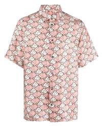 Мужская розовая шелковая рубашка с коротким рукавом с принтом от Botter