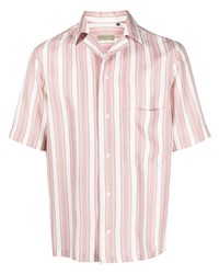 Мужская розовая шелковая рубашка с коротким рукавом с принтом от Corneliani