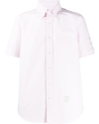 Мужская розовая шелковая рубашка с коротким рукавом от Thom Browne