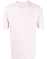 Мужская розовая шелковая футболка с круглым вырезом от Boglioli