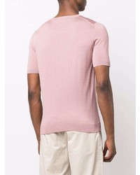 Мужская розовая шелковая футболка с круглым вырезом от Tagliatore