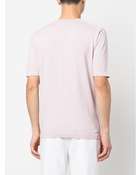 Мужская розовая шелковая футболка с круглым вырезом от Boglioli