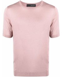 Мужская розовая шелковая футболка с круглым вырезом от Tagliatore