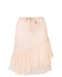 Розовая шелковая юбка-миди
