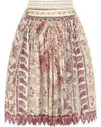 Розовая шелковая юбка с украшением от Etro