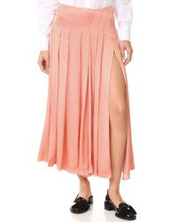 Розовая шелковая юбка со складками от Rochas