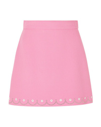 Розовая шерстяная мини-юбка