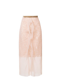 Розовая юбка-миди с вышивкой от Sacai