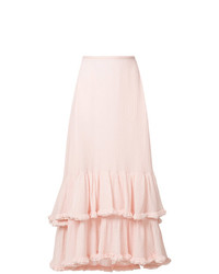 Розовая юбка-миди с рюшами от Chloé