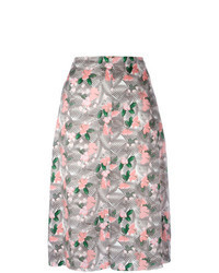 Розовая юбка-миди с цветочным принтом