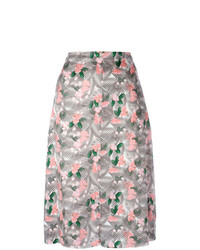 Розовая юбка-миди с цветочным принтом от JULIEN DAVID