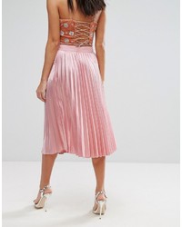 Розовая юбка-миди со складками от Liquorish