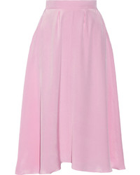Розовая юбка-миди со складками