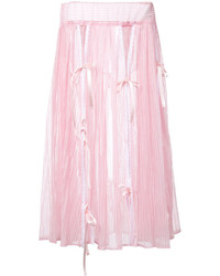 Розовая юбка-миди со складками