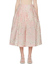 Розовая юбка с цветочным принтом от Simone Rocha