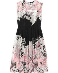 Розово-черное повседневное платье с цветочным принтом от Jonathan Saunders