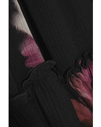 Розово-черное повседневное платье с цветочным принтом от Nina Ricci
