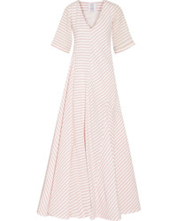 Розовое вечернее платье в горизонтальную полоску от Rosie Assoulin