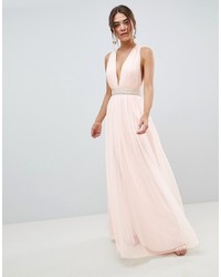 Розовое вечернее платье из фатина с украшением от ASOS DESIGN