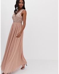 Розовое вечернее платье из фатина с украшением от ASOS DESIGN