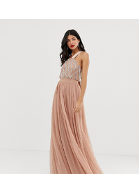 Розовое вечернее платье из фатина с украшением от Asos Tall
