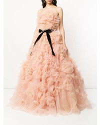 Розовое вечернее платье из фатина от Marchesa