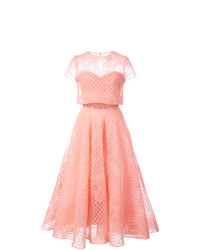 Розовое вечернее платье из фатина от Marchesa Notte