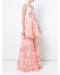 Розовое вечернее платье с вышивкой от Marchesa Notte