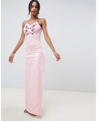 Розовое вечернее платье с вышивкой от Y.a.s