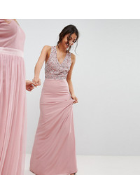 Розовое вечернее платье с пайетками с украшением