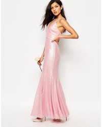 Розовое вечернее платье с пайетками