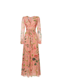 Розовое вечернее платье с принтом от Oscar de la Renta